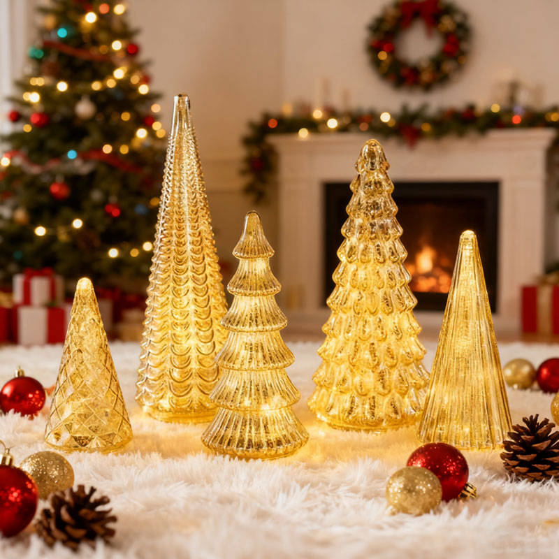 ✨ Sparkling Christmas – 5-piece crystal glass moon set with lights✨M1