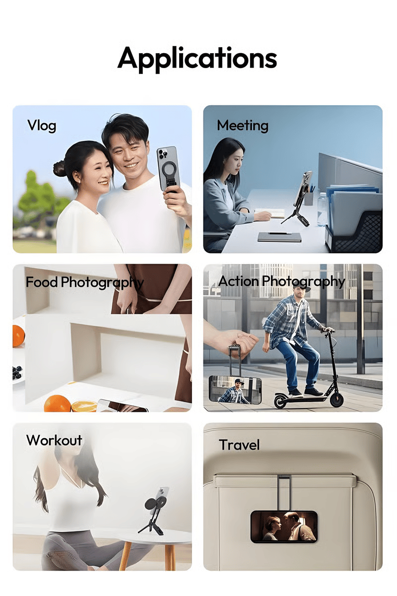 Cilifer®Magnetic Phone Tripod for Phone.  Portable Phone Holder Mini Tripod(Ring-Single-sided magnetic)