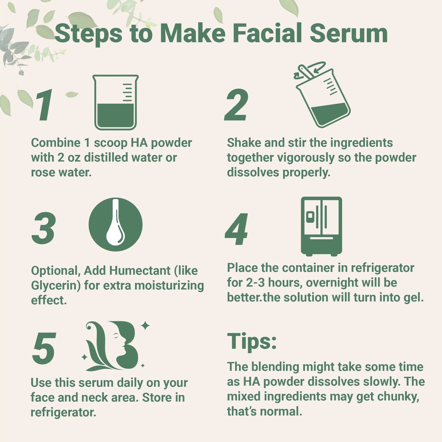 Luhaka® Hyaluronic Acid Powder DIY Facial Serum. Skin Hydration Care Formula M1