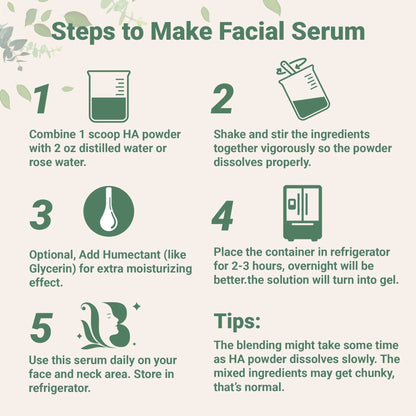 Luhaka® Hyaluronic Acid Powder DIY Facial Serum. Skin Hydration Care Formula M1