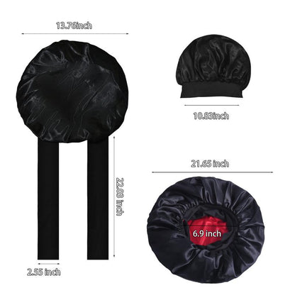 💞Satin Silk Bonnet Hair Bonnet for Sleeping DoubleLayer Hair Bonnet with Elastic Tie Band forWomen Natural Curly Hair(Pink,black,blue.Brown)M2