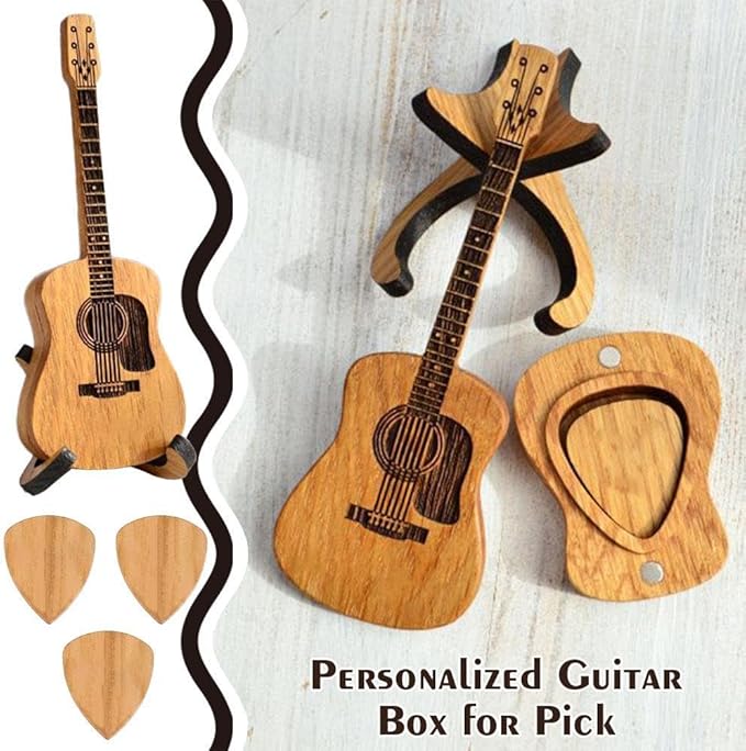 🎁Mini Cute Edition Wooden Guitar Plectrum Case🎸 M1