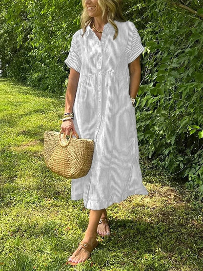 Cilifer®NEW🔥 Striped Lapel Button Down Shirt Dress | With Functional Pockets