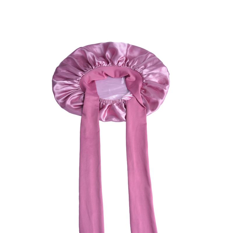 💞Satin Silk Bonnet Hair Bonnet for Sleeping DoubleLayer Hair Bonnet with Elastic Tie Band forWomen Natural Curly Hair(Pink,black,blue.Brown)M2