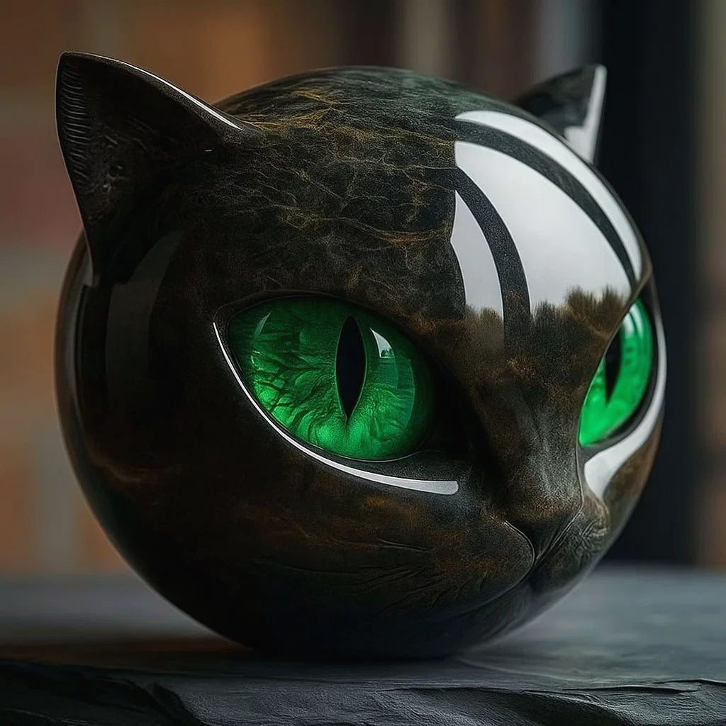 Luxury Black Cat Quartz Stone Sculpture – CZTICLE® Elegant Home Décor & Gift-Ready Art Piece M8