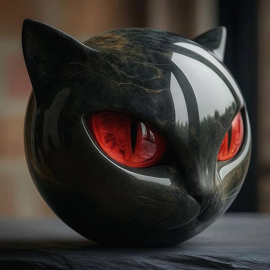 Luxury Black Cat Quartz Stone Sculpture – CZTICLE® Elegant Home Décor & Gift-Ready Art Piece M32