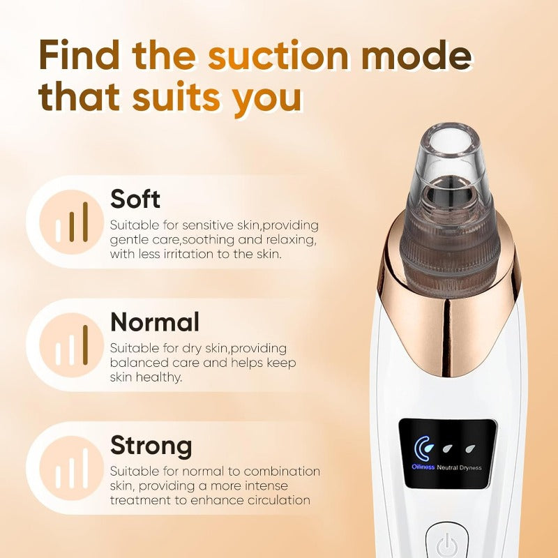 Rechargeable Pore Vacuum - 6-in-1 blackhead remover with smart display and extraction kit M1