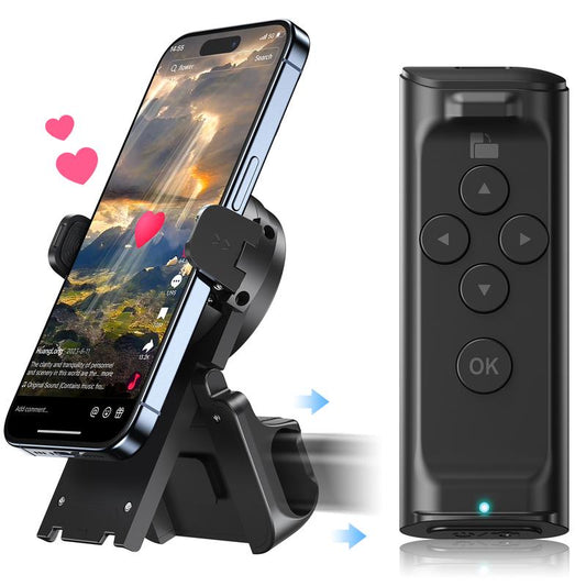 Remote Control for  Scrolling withSmartphone Holder Stand, 📲🤳🏻Cilifer® Wireless Scroller PageTurner, Camera Shutter Video Recording for iOSAndroid, Cellphone SelfieAccessory,BacktoSchool