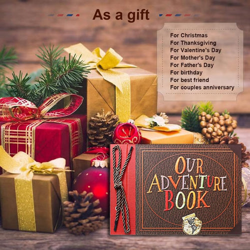 Cilifer® 📅Hardcover & Durability Line-📚 Our Adventure Book Scrapbook -❤️Retro Style Letter Cover. Perfect for Travel & Memories