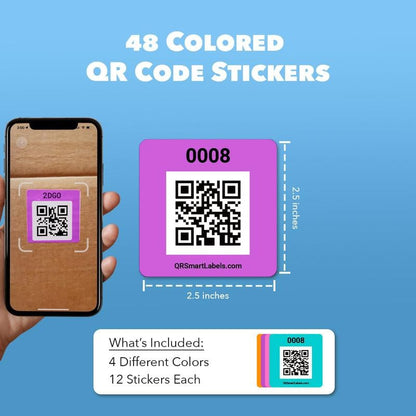 Cilifer® Original Color-Coded Scannable QR Labels (48 Pack)